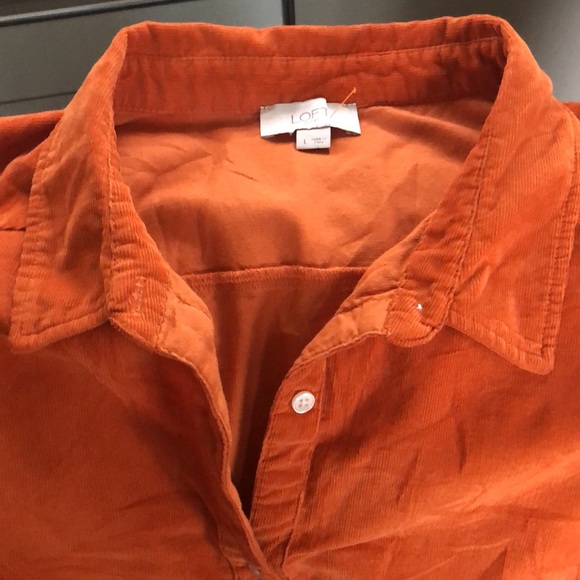 Loft corduroy orange top with peplum waist L - Picture 3 of 5